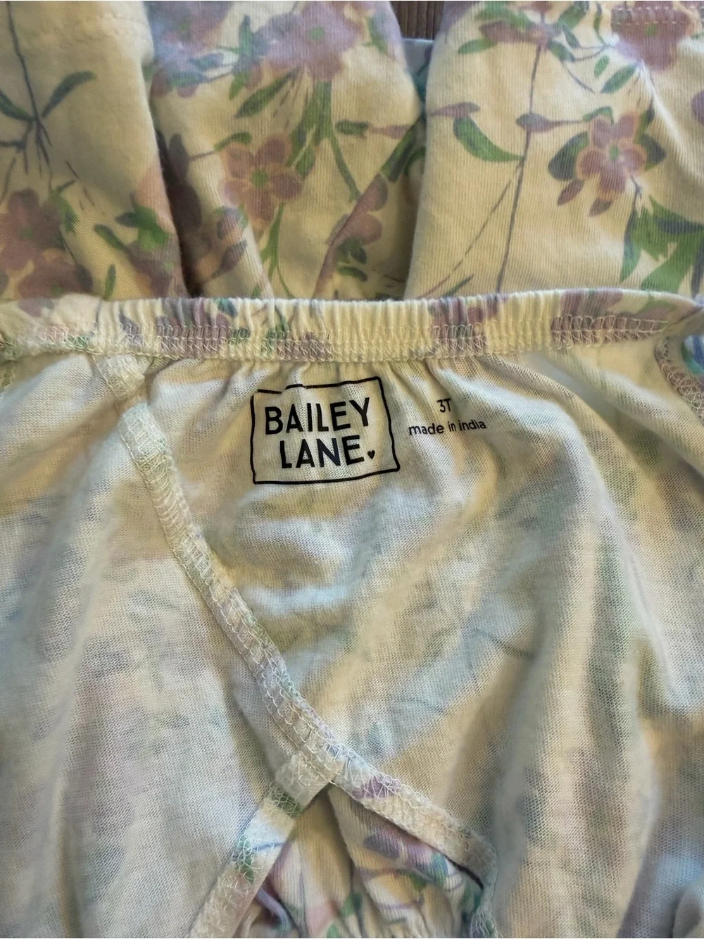 Bailey Lane Girls Floral Cotton Romper in Light Purple and Cream
